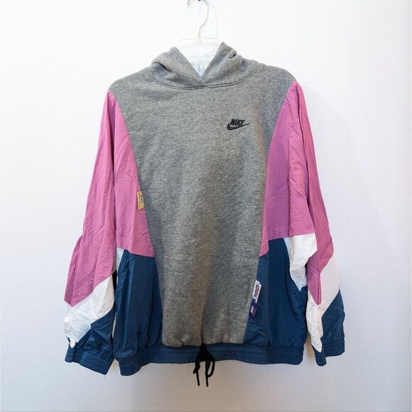 Nike Icon Clash Multicolor Pink Gray Windbreaker Oversized Hoodie Women's Medium - Picture 1 of 12